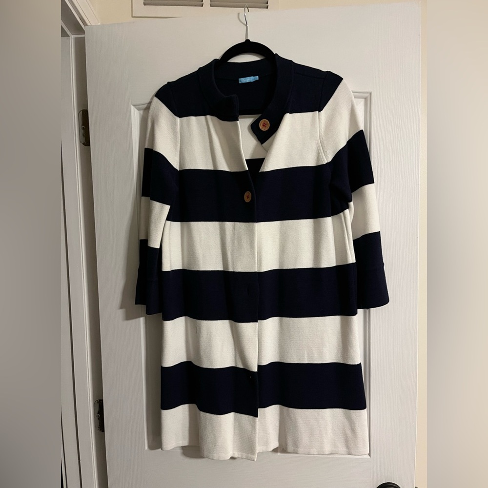 NWOT J.McLaughlin Striped Ponte Knit Duster - L